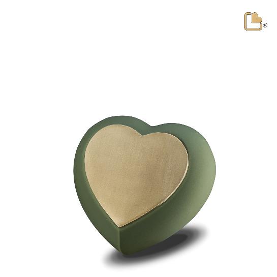 Drop heart saliegroen/goud