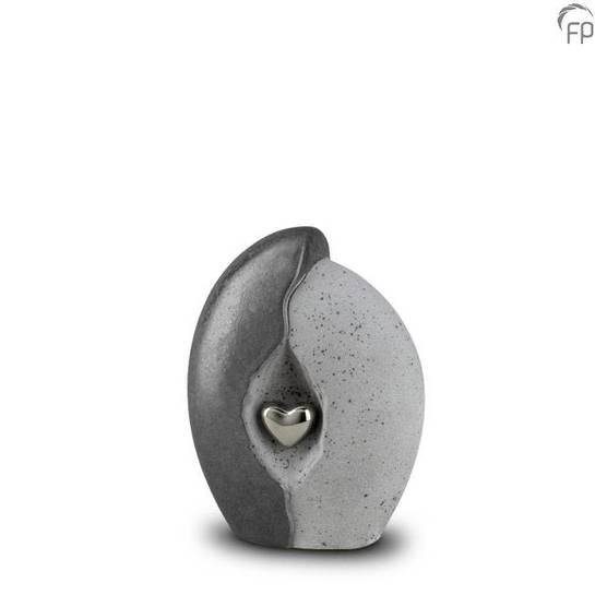 Metallic/grijs met zilveren hart klein