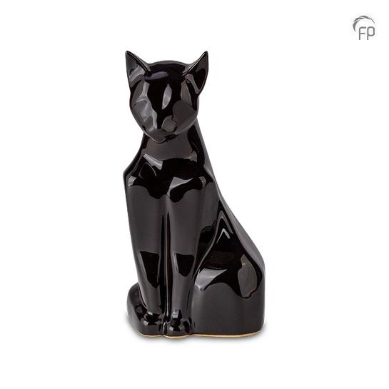 Mastaba Ceramika Keramische dierenurn kat zwart glanzend