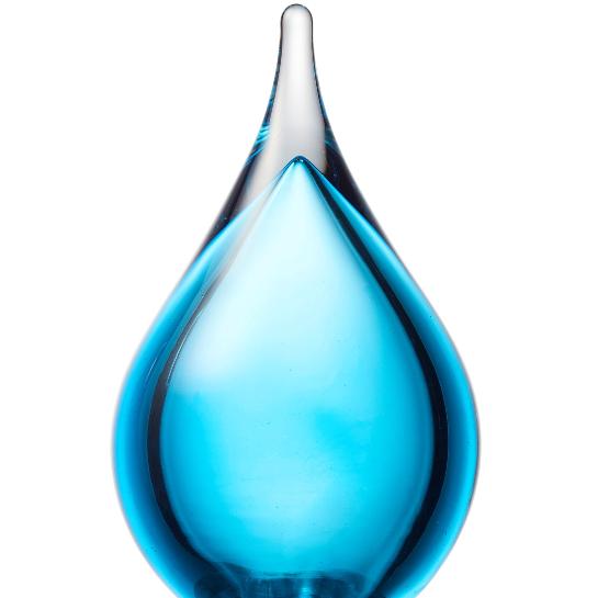 Druppel klein licht blauw