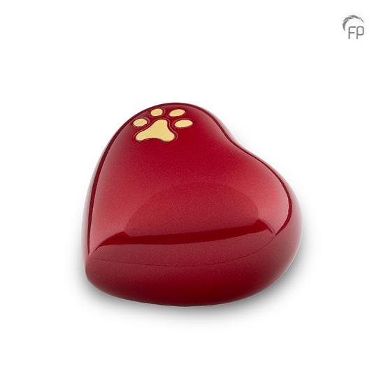 Metaal dierenurn hart rood klein