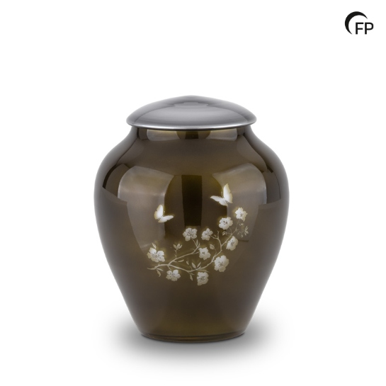 Bloemen en vlinders donkergroem - 