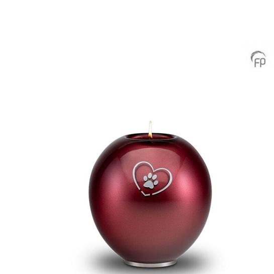 Glazen dierenurn bordeaux rood