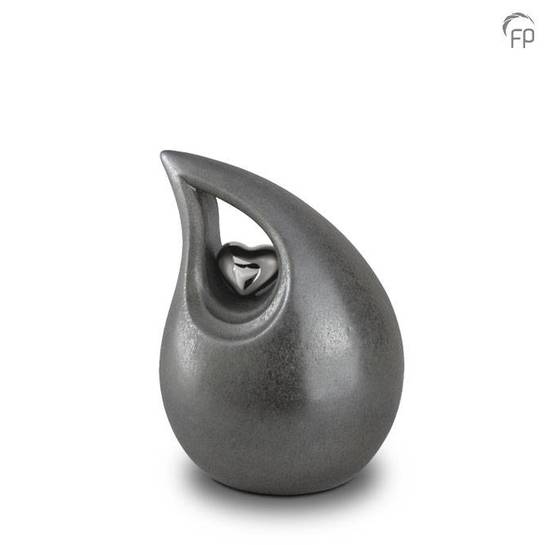 Druppel metallic met zilveren hart middel Druppel metallic met zilveren hart middel