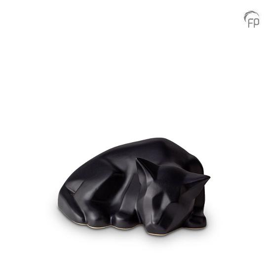 Mastaba Ceramika Keramische dierenurn kat liggend zwart mat