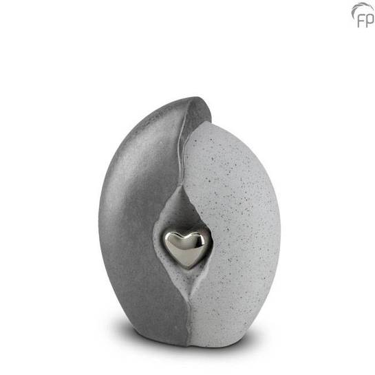 Metallic/grijs met zilveren hart middel