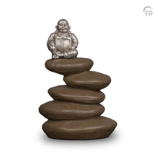 Boeddha keramische kunst urn zilverkleur