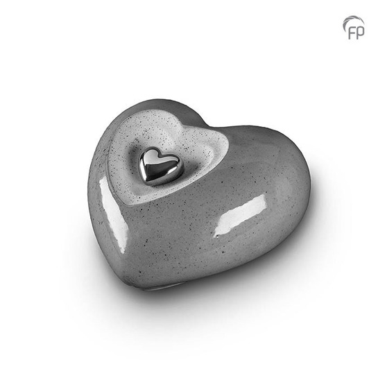 Hart grijs, magnestisch afneembaar zilver hart groot