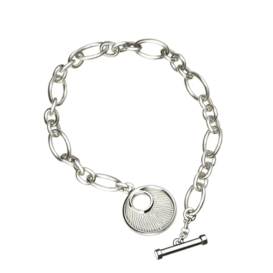 Schakelarmband bedel rond zilver vingerafdruk